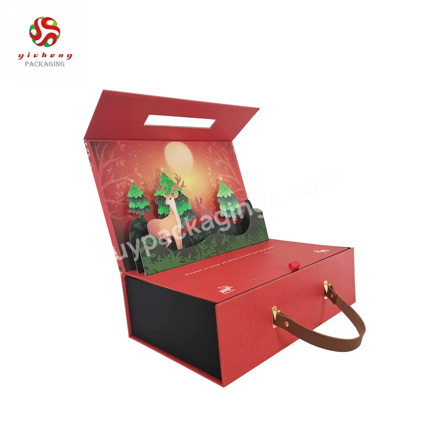 Custom Luxury Printed Cardboard Paper Gift Boxes Magnetic Christmas Packaging Box With Handle