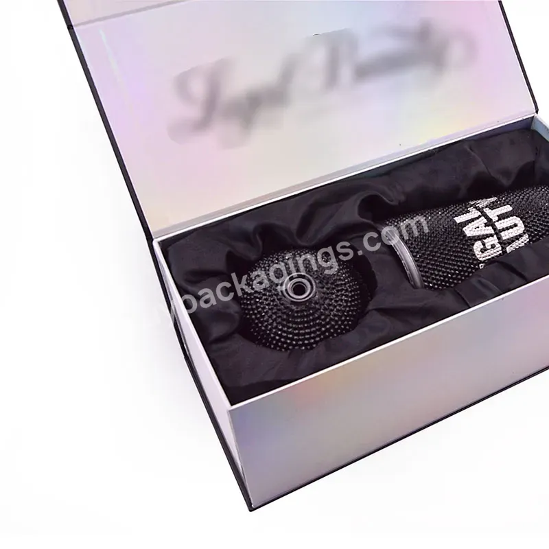 Custom Luxury Shinny Black And Silver Paper With Foam Flocking Insert Cup Magnetic Cardboard Gift Packaging Paper Box