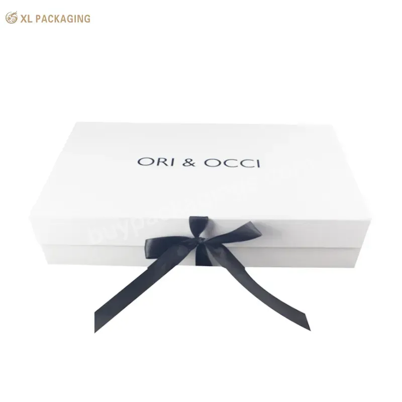 Custom Magnetic Ribbon Closure Foldable Paper Packaging Box Flip Top Boxes For Clothes Tea - Buy Foldable Paper Gift Box,Box With Logo Package,Flip Top Boxes With Magnetic Catch.