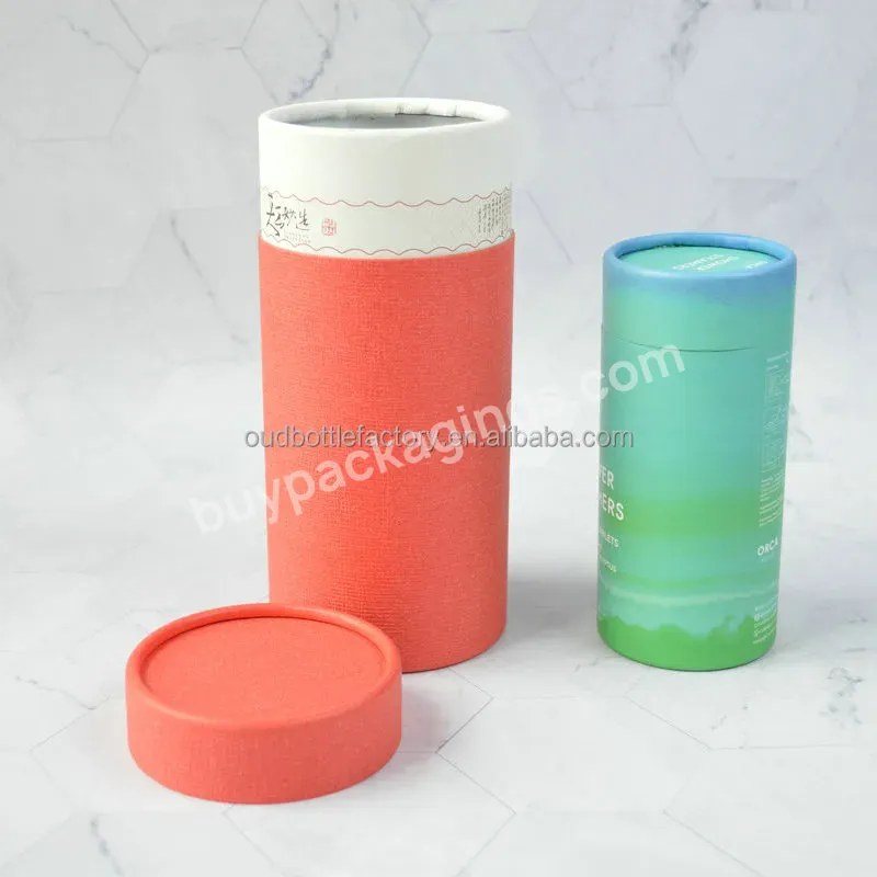 Custom Metal Lid Tea Packaging Cardboard Canister Can Cylinder Biodegradable Gift Paper Tube For Loose Leaf Tea Coffee Packaging