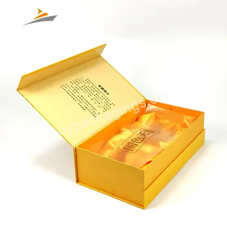 Custom One-stop Shipping Eco Friendly Printed Yellow Rigid Cardboard Paper Tea Packaging Flip Boxes