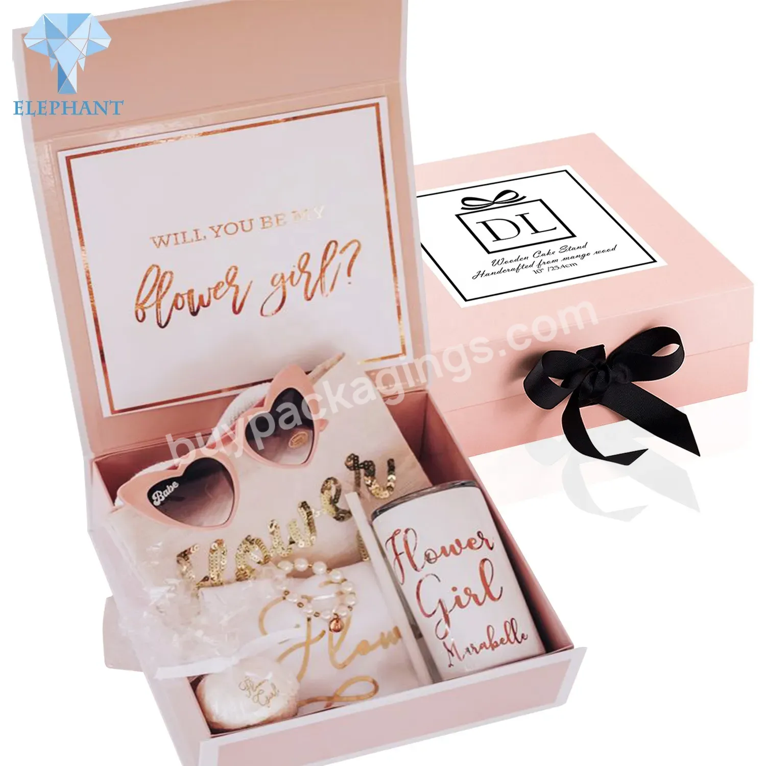 Custom Printed Cosmetic Cardboard Paper Wedding Big Luxury Gift Box Packaging With Ribbon