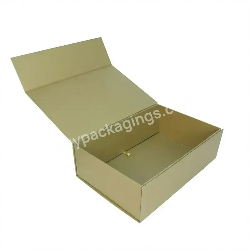 Custom Printed Luxury Black Paper Cardboard Folding Magnetic Gift Box With Ribbon