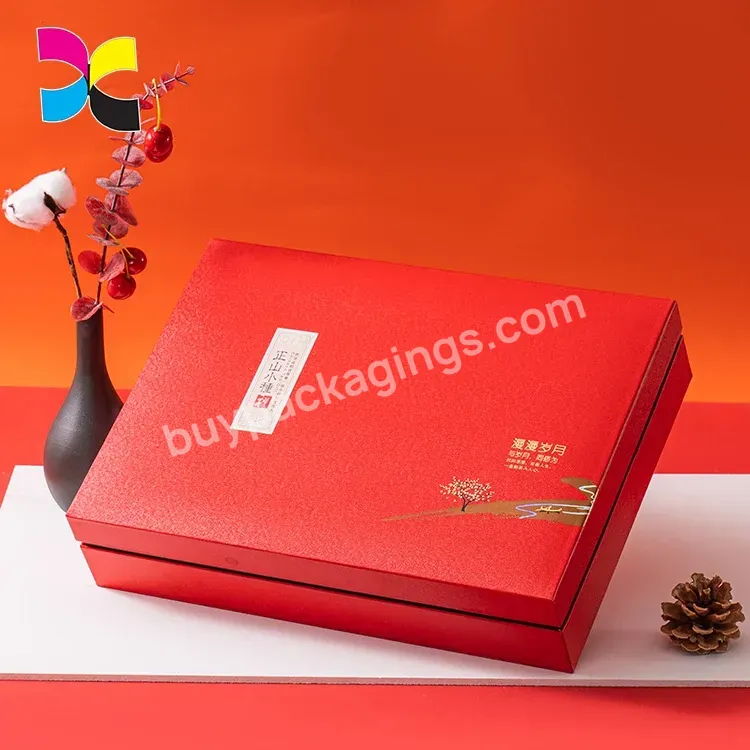 Custom Printed Luxury Tea Packaging Hinged Rigid Gift Box Set