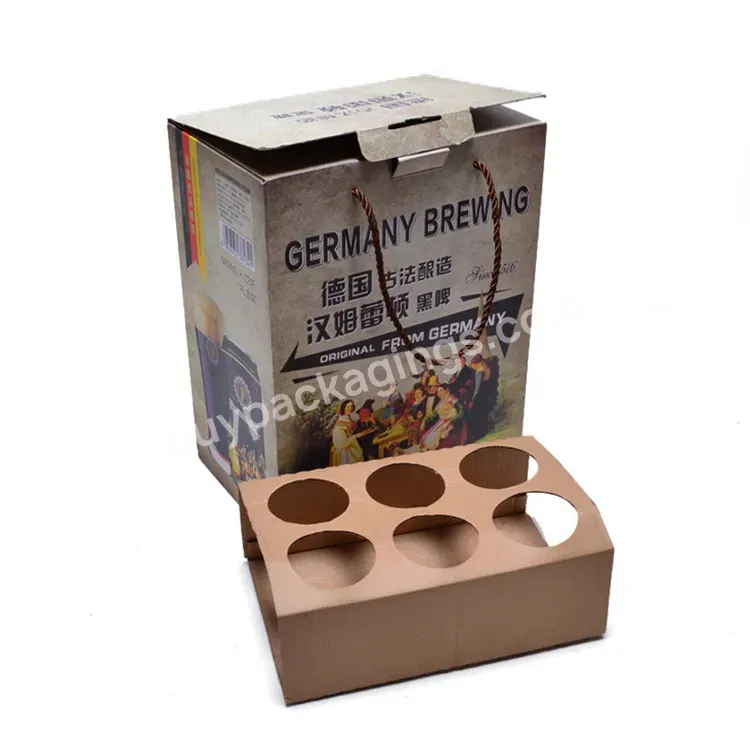 Custom Printed Rectangle Paper Gift Packaging Cardboard Six Pack Beer Box Inserts