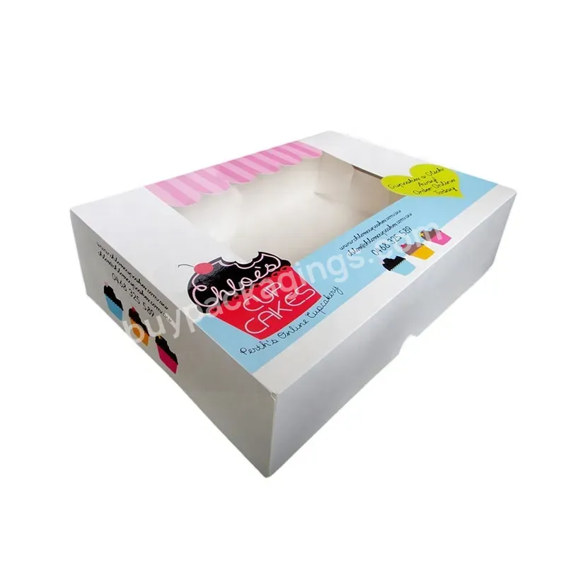 Custom Printing Bakery Donuts Take Away Paper Box With Pvc Packaging Clear Window Logo Printed Acceptable Customized