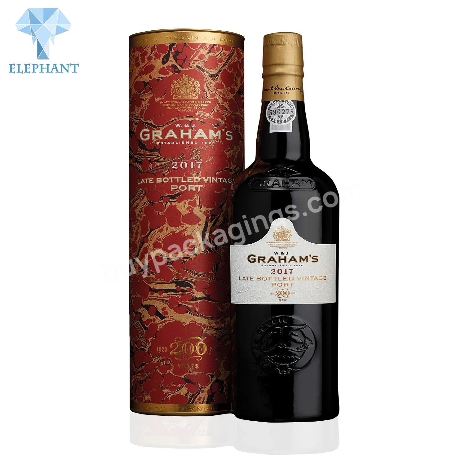 Custom Printing Brand Round Tube Luxury Cylinder Wine Packaging Gift Box For Glass Bottle