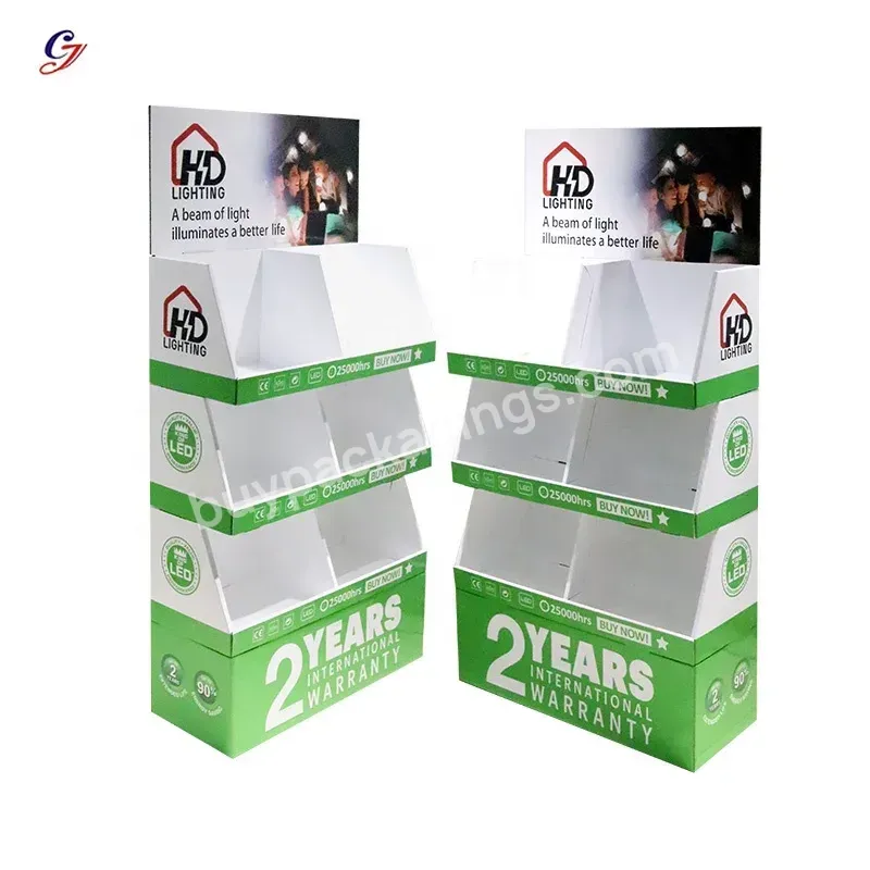 Custom Printing Paper Pdq Display Boxes Cardboard Display Stands For Led Light Bulb Product Retail Shop Store