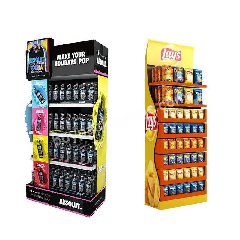 Custom Printing Supermarket Cardboard Beverage Potato Chip Bread Biscuits Nuts Food Snacks Candy Retail Floor Display Stand