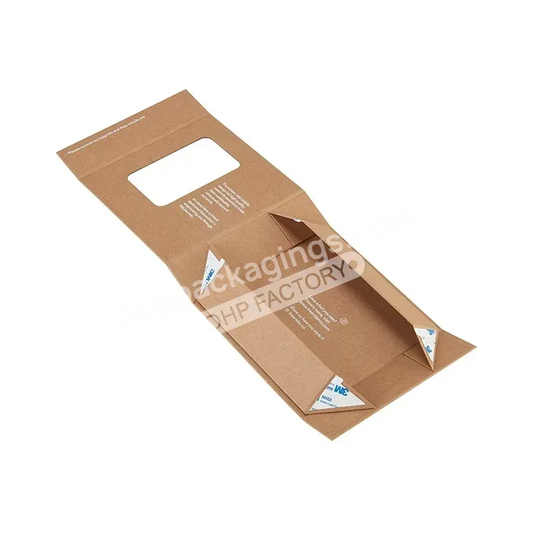 Custom Recycled Magnet Cardboard Foldable Boxes Kraft Paper Magnetic Closure Folding Collapsible Gift Box With Clear Pvc Window