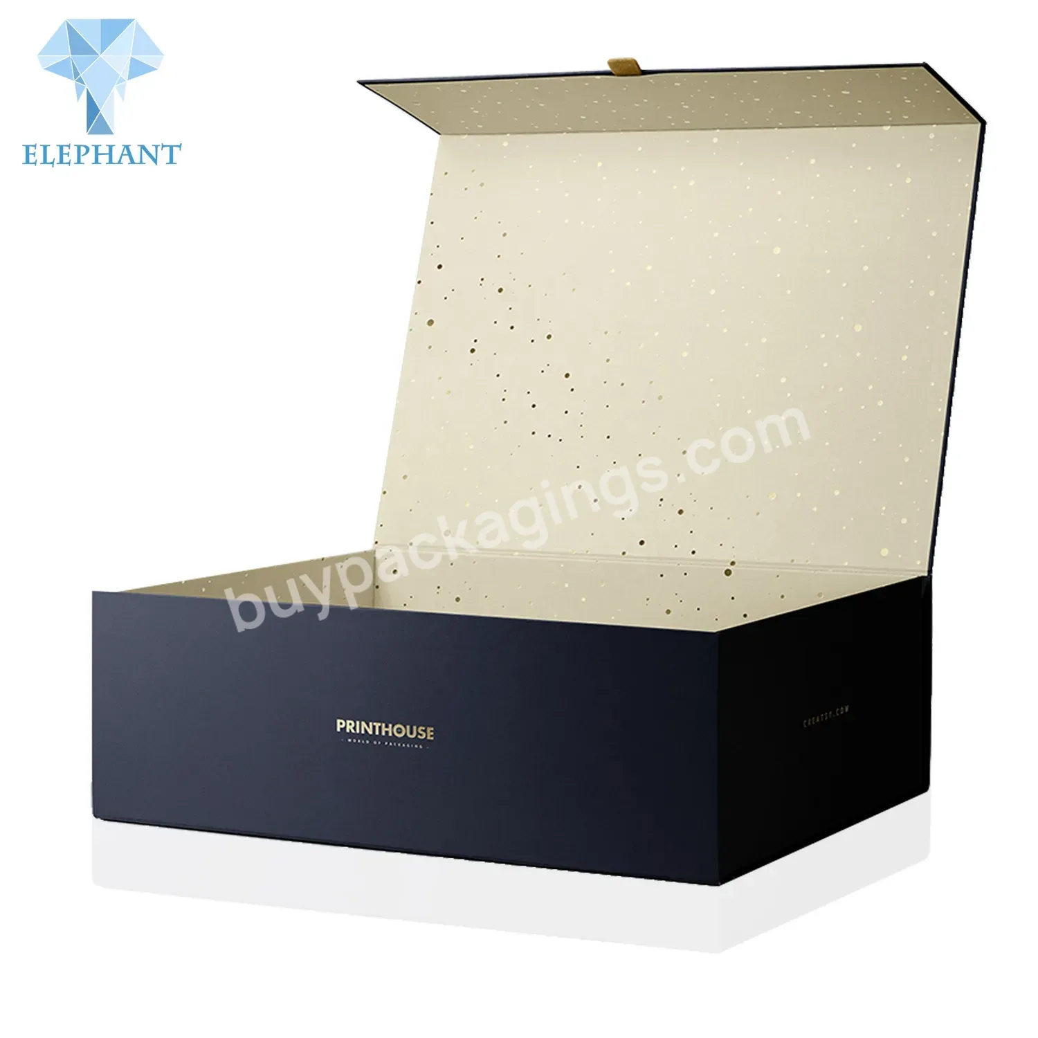 Custom Wholesale Luxury Hot Stamping Logo Magnetic Close Black Foldable Gift Box