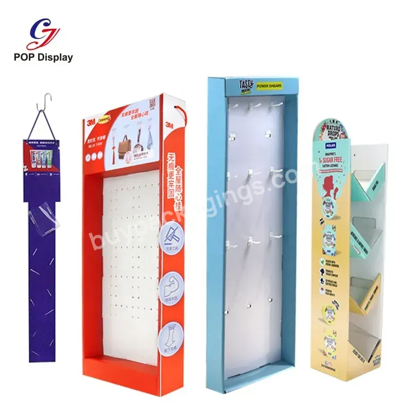 Customer Size Cardboard Rotating Display Stand With Peg Hooks 4 Sides Corrugated Paper Hanging Displays For Shoes Promotion - Buy Cardboard Rotating Display,Corrugated Paper Shoe Display,Cardboard Peg Hook Displays.