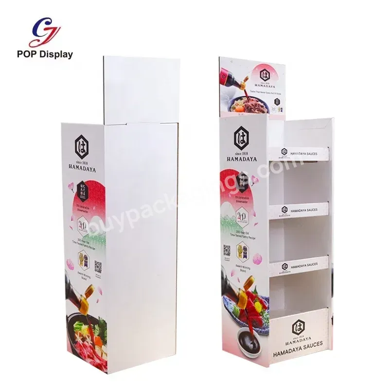 Customizable Fashionable 4 Shelves Paper Corrugated Floor Display Stand Cardboard Supermarket Shelf Rack Promotion Retail Sauce - Buy Fashionable Supermarket Floor Display,Promotion Display Supermarket Shelf,Supermarket Stands Shelves.