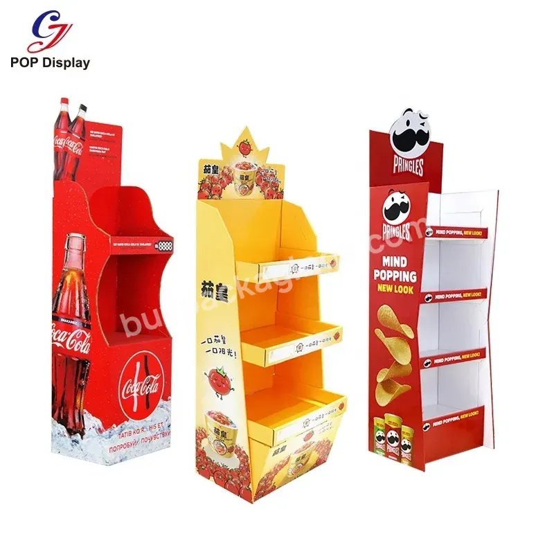 Customizable Foldable Retail Cardboard Display Unit Paper Floor Stand Supermarket Cosmetic Beauty Skin Care Chocolate Candy