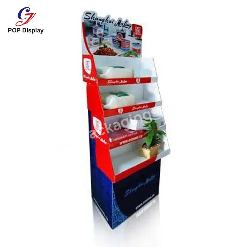 Customized 4 Shelf Promotional Cardboard Display Stands Paper Shelves Rack Display Items Christmas Tree Ornament Festival Gift