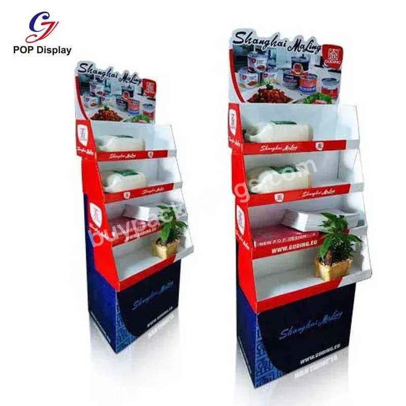 Customized 4 Shelf Promotional Cardboard Display Stands Paper Shelves Rack Display Items Christmas Tree Ornament Festival Gift