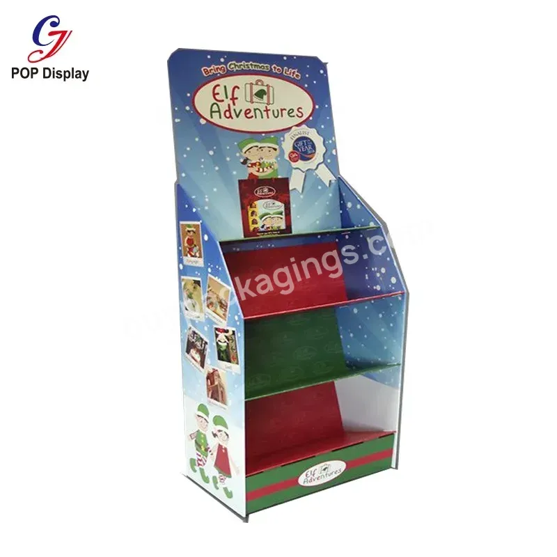 Customized 4 Shelves Heavy Duty Paperboard Rack Cardboard Display Templates Supermarket Corrugated Stand For Promotion Toy