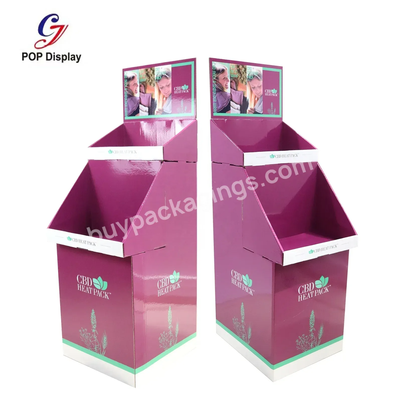 Customized Cardboard Display Stands Stackable Free Standing Paper Stepped Snack Product Display Corrugated Paperboard Pdq Unit