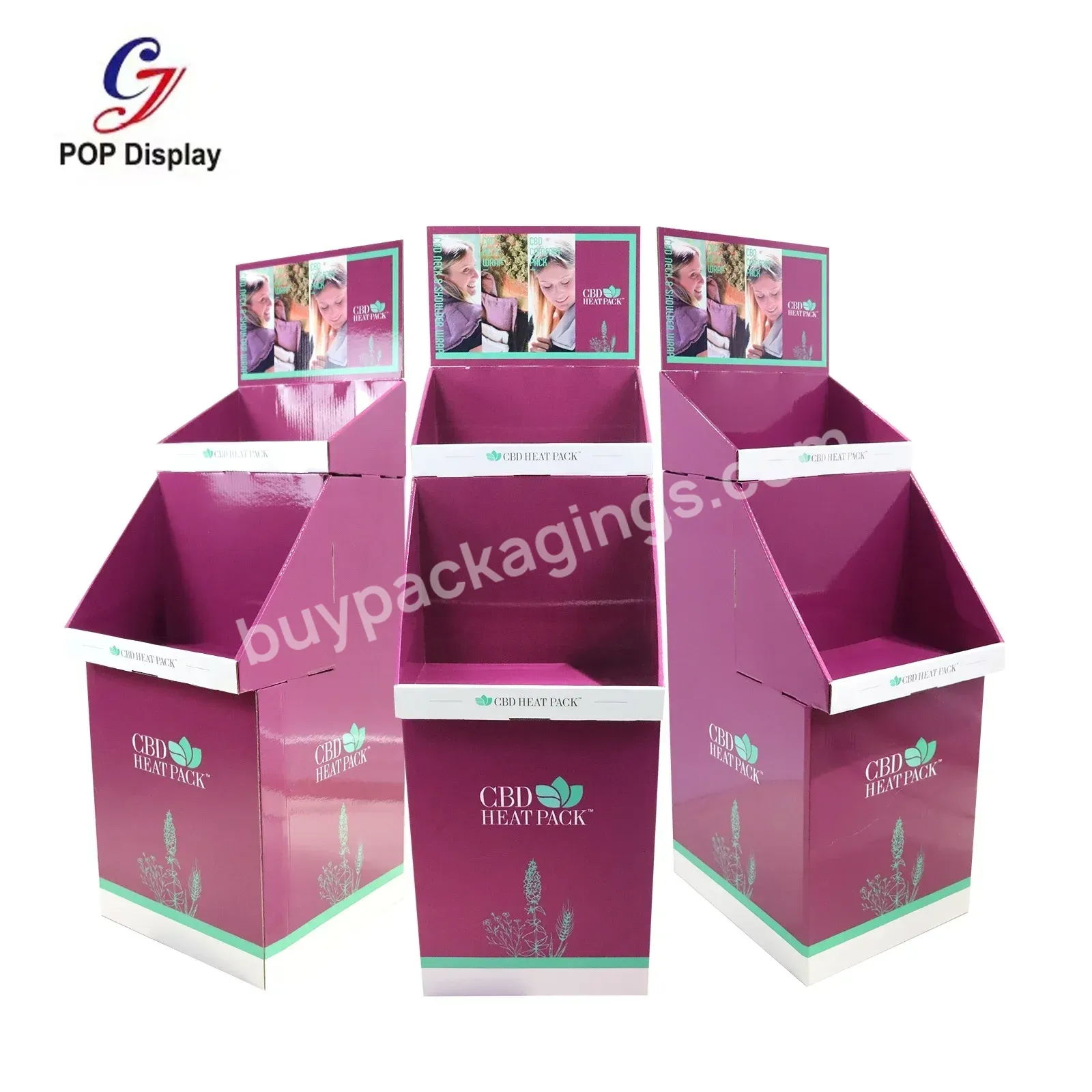 Customized Cardboard Display Stands Stackable Free Standing Paper Stepped Snack Product Display Corrugated Paperboard Pdq Unit