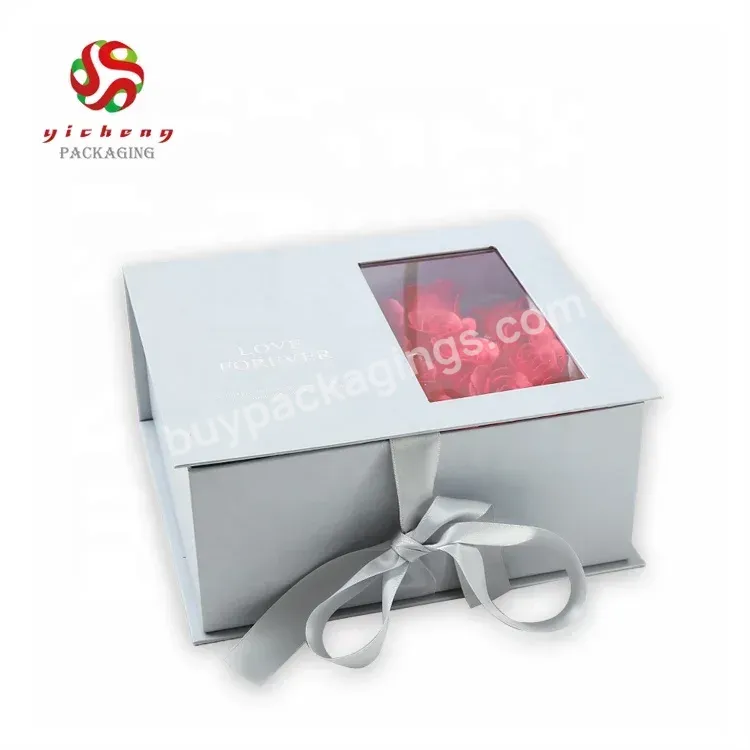 Customized Cardboard Paper Packaging Folding Magnetic Ribbon Wedding Gift Box