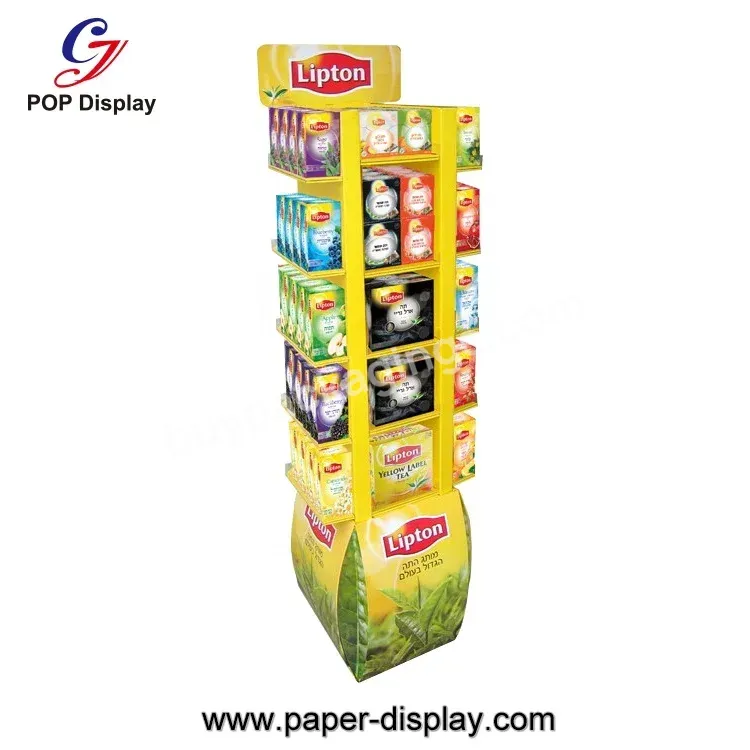 Customized Color Template Cardboard Display Rack Paper Corrugated Retail Store Stand For Snack Biscuit Product Shops