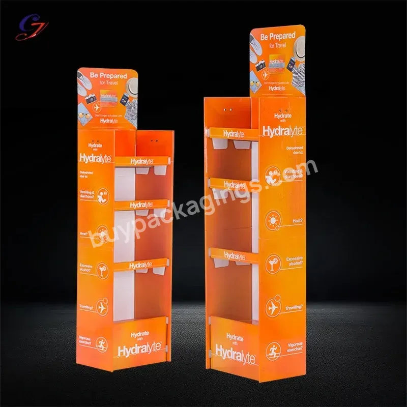 Customized Logo Retail Point Of Sales Pos Cardboard Floor Display Stand Pop Up 4 Tier Paper Shelf Rack For Health Supplements - Buy Custom Pop Floor Retail Store Product Display Unit Stands Corrugated Cardboard Candy Food Beverages Cardboard Display