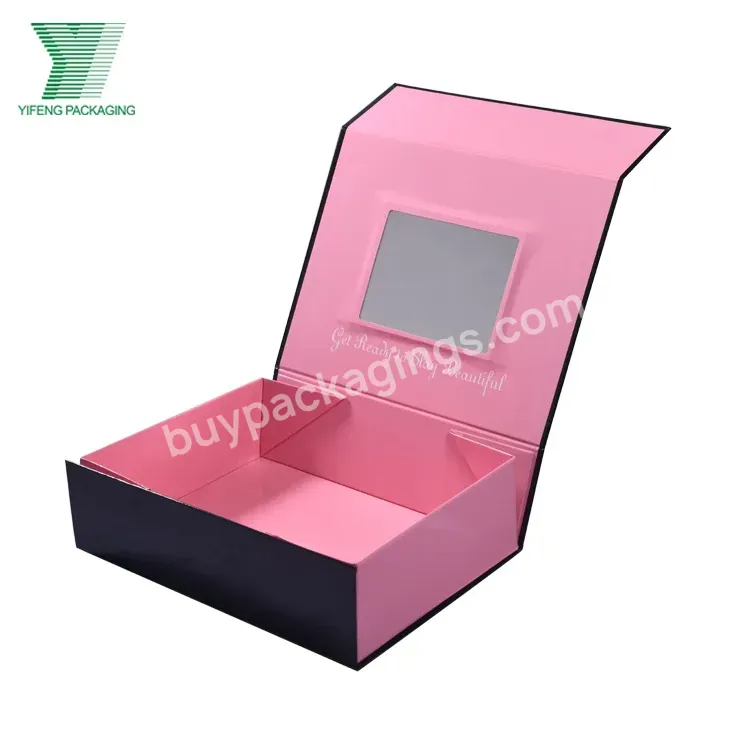 Customized Luxury Foldable Wig Gift Box With Cosmetic Mirror Packaging Precious Wig Styling Save Shipping Magnetic Boxes