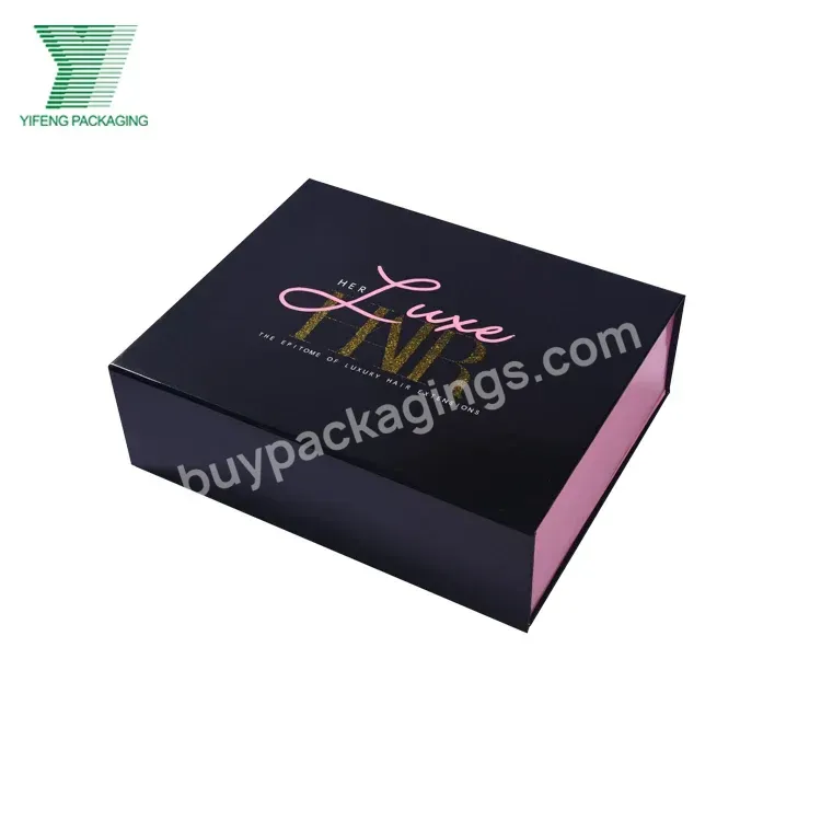 Customized Luxury Foldable Wig Gift Box With Cosmetic Mirror Packaging Precious Wig Styling Save Shipping Magnetic Boxes