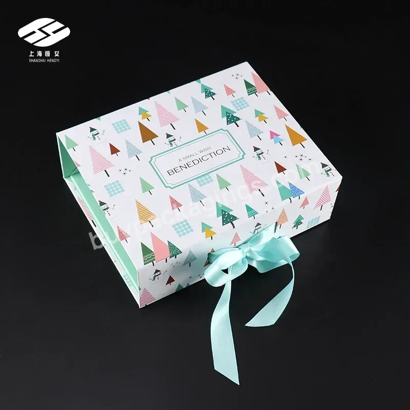 Customized Magnetic Advanced Technology Flat Green Folding Christmas Tree Ornament Gift Box