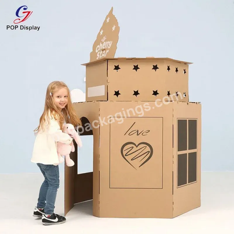 Customized Paper House Cardboard Craft Mini House Children Kids Baby Play At Home