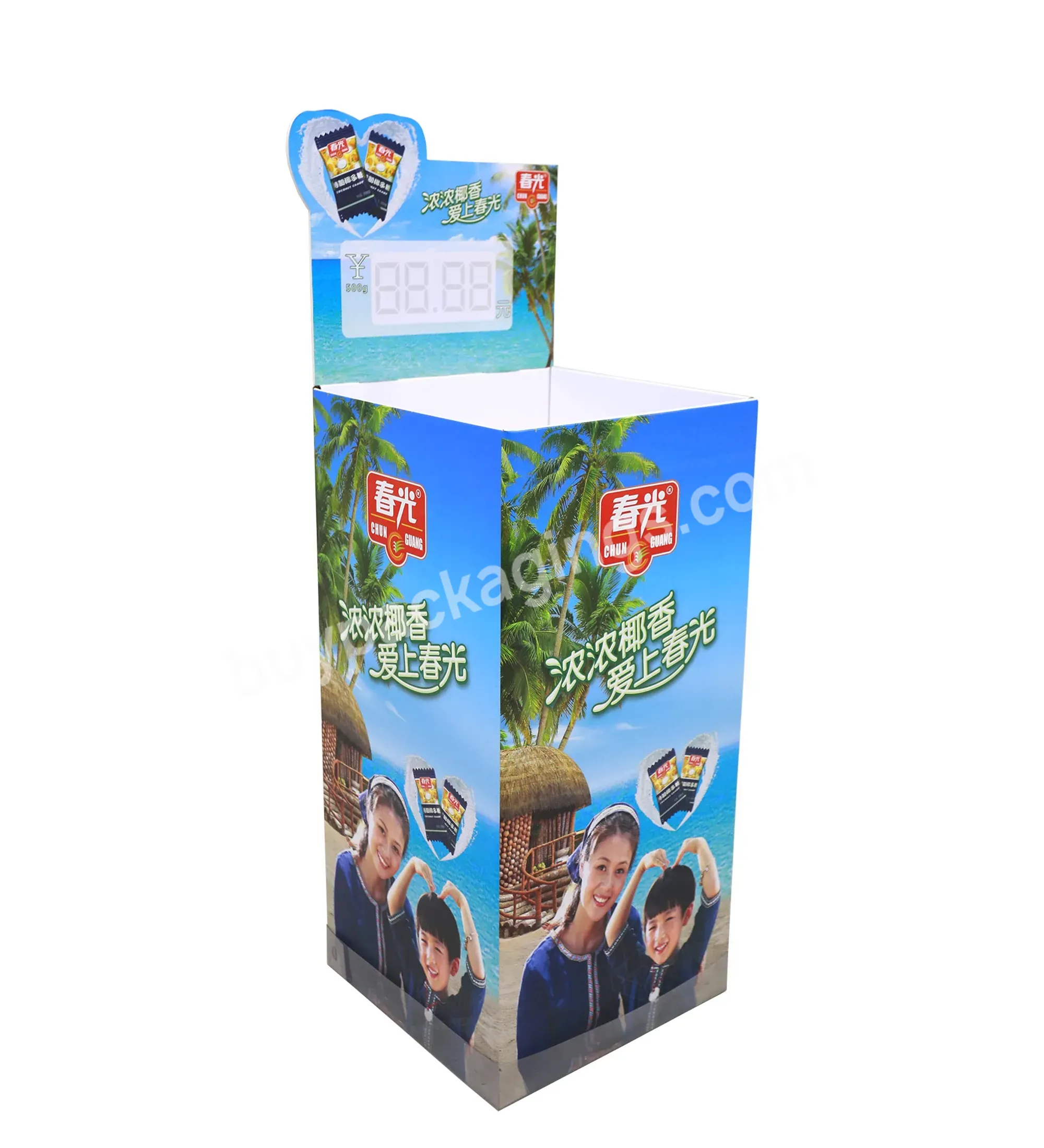 Customized Pop Cardboard Dump Bin Display Recycled Paper Display For Potato Chip Retail Store Promotion Floor Stand Display