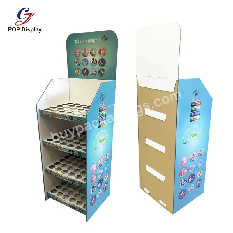 Customized Promotional Items Supermarket Display Stands Corrugated Cardboard Store Paper Flooring Free Standing For Bottle Water