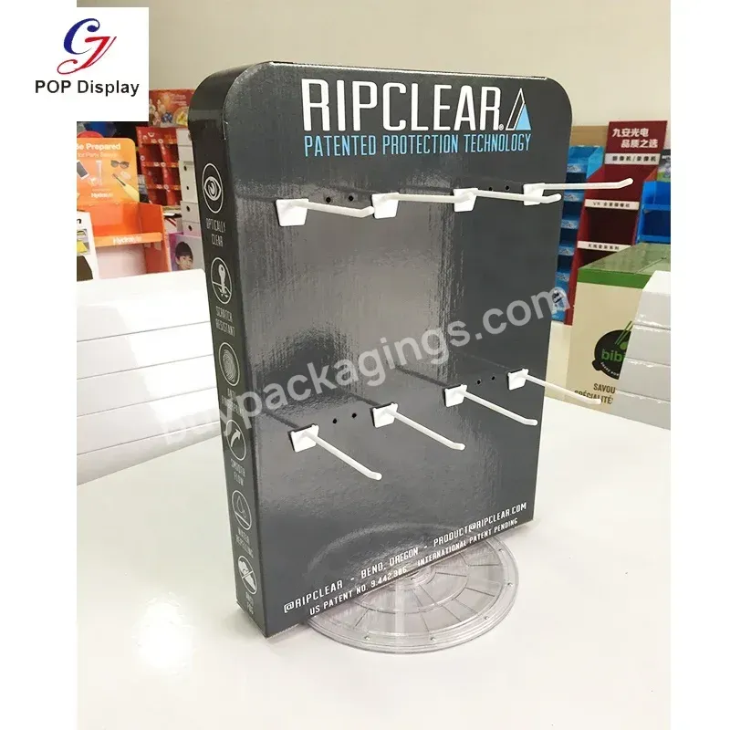 Customized Rotating Cardboard Counter Top Display With Peg Hook Tabletop Display Corrugated Paper Counter For Electronic Charger - Buy Rotating Tabletop Display,Customized Cardboard Counter Top,Hook Counter Display.