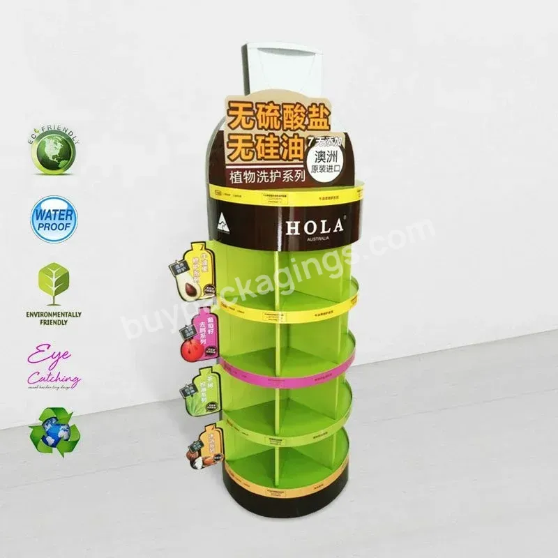 Customized Shape Flat Packed Corrugated Cardboard Shelves Floor Rack Display For Shampoo Promotion Stand Retail Shop Supermarket - Buy Cardboard Display For Shampoo,Floor Displays For Supermarket,Rack Display Stand Shelves For Shampoo Stand.