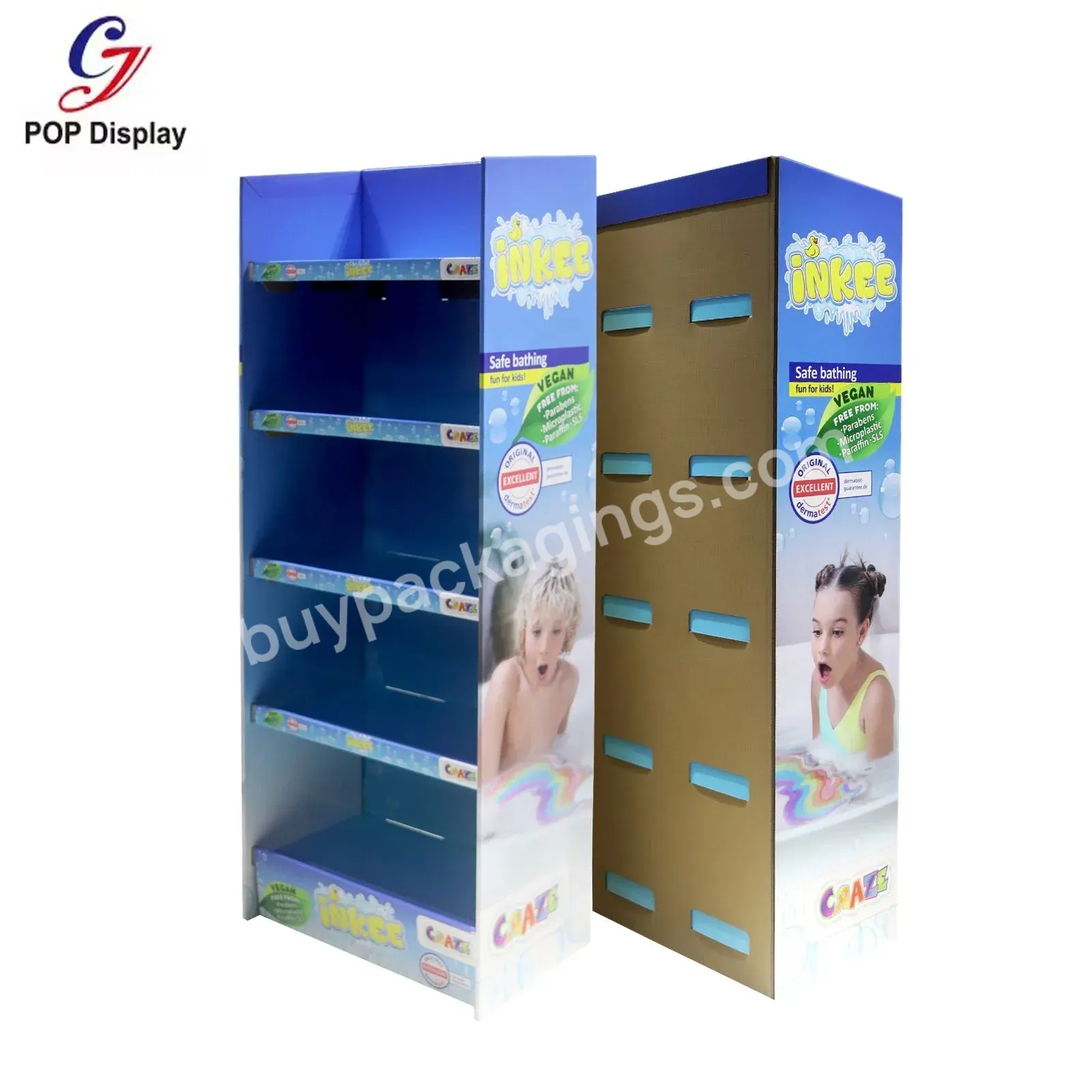 Customized Size Advertising 5 Tiers Cardboard Display Shelf Tower Paper Corrugated Floor Stand Advents Toys Display Box Rack