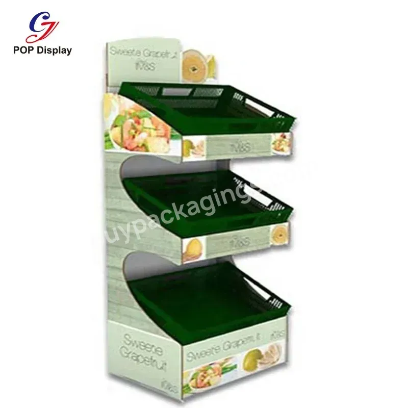 Customized Size Water Proof Tesco Lowes Chain Store Cardboard Display Stands Supermarket Vegetable Fruits Display Tray Paper