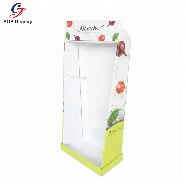 Customized Supermarket Promotion Cardboard Paper Floor Display Rack Stand With Peg Hooks Home Kitchen Appliance Retail Store - Buy Promotion Paper Display,Cardboard Display With Peg Hook,Display Rack Stand Hooks.