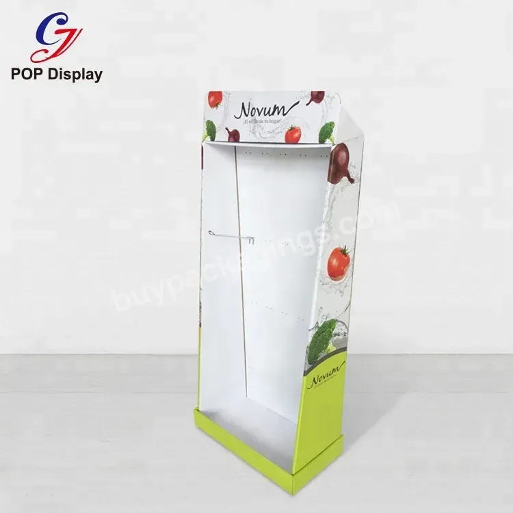 Customized Supermarket Promotion Cardboard Paper Floor Display Rack Stand With Peg Hooks Home Kitchen Appliance Retail Store - Buy Promotion Paper Display,Cardboard Display With Peg Hook,Display Rack Stand Hooks.