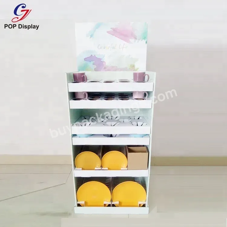 Customized Supermarket Shelf Display Rack Paper Floor Shelf And Cabinets Shop Shelves For Dishes Plates Cookware - Buy Supermarket Shelf Display Rack,Shop Shelves And Display Cabinets,Paper Floor Display Shelf.