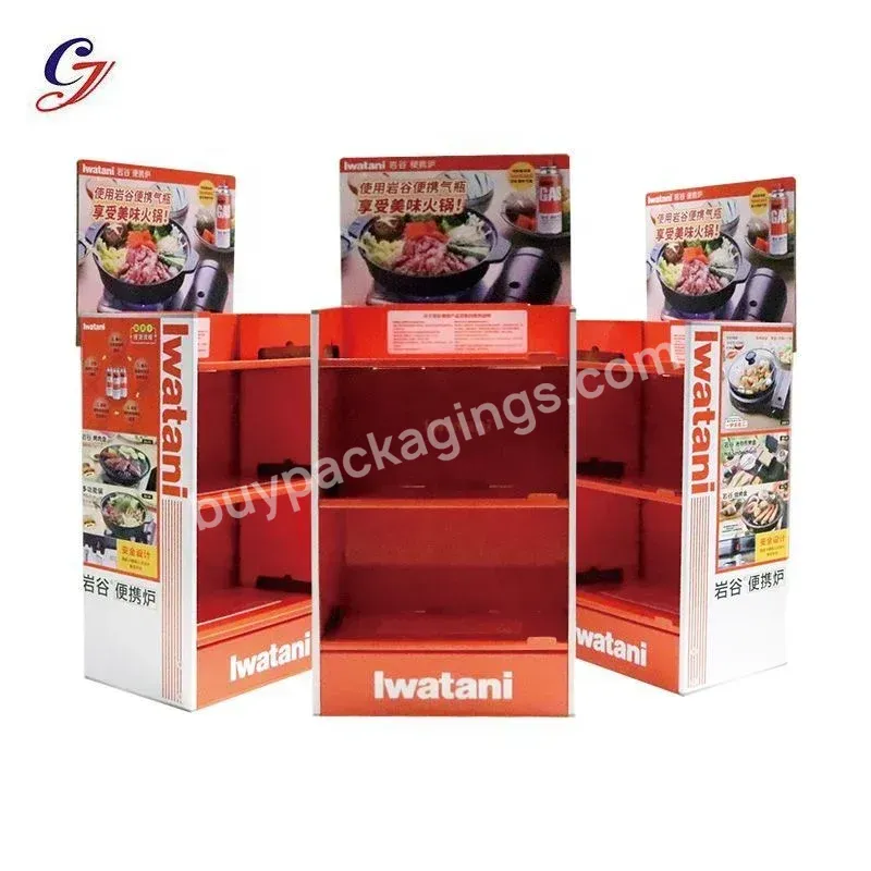 Cyj Supplier Point Of Sales Personality Display Cardboard Floor Display Stand Shelf Ready Standing Displaying Cookware Sauce