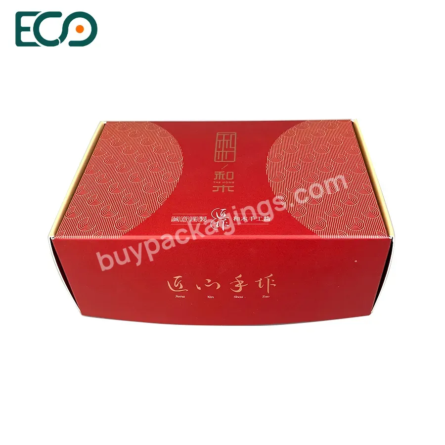 Dark Red Corrugated Mailer Shipping Box Fathers Day Box Wholesale Custom Paper Packaging Box With Gols Printing