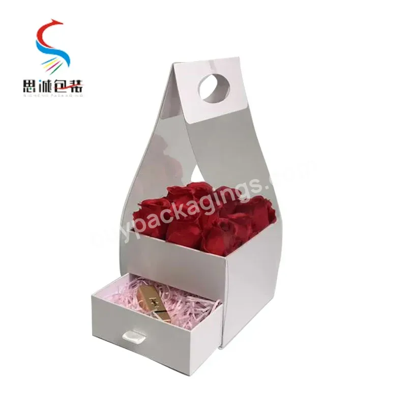 Different Color Cardboard Luxury Rose Flower Box For Gift