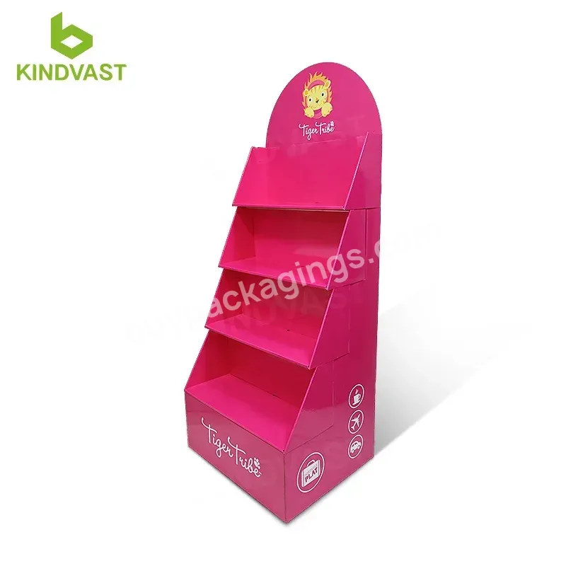 Display Rack Advertising Cardboard Floor Stand 4 Step Cardboard Toys Display Rack