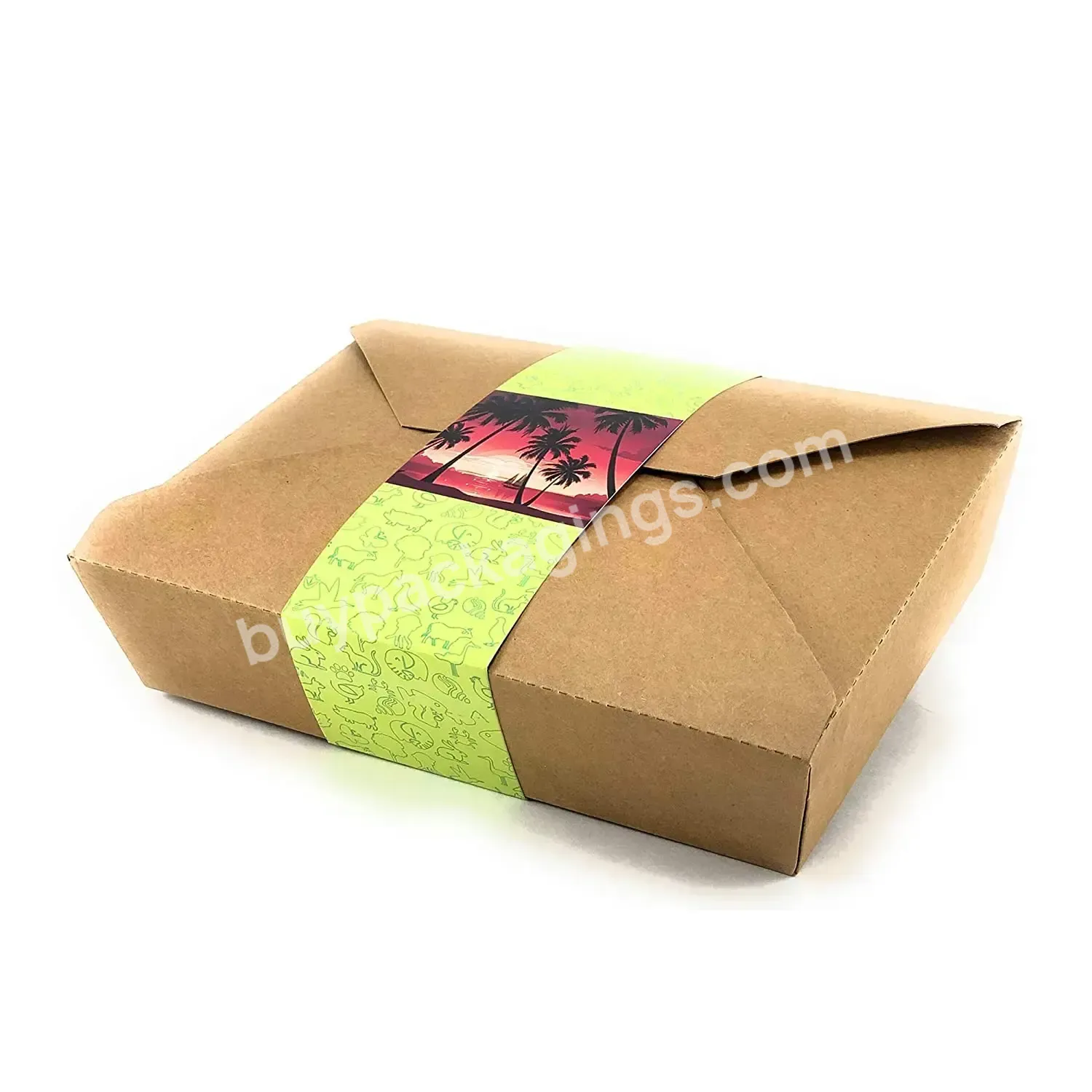 Disposable Paper Take Out Food Containers/microwaveble Folding Natural Kraft To Go Boxes