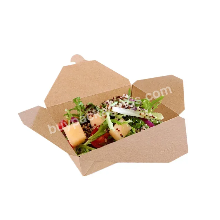 Disposable Paper Take Out Food Containers/microwaveble Folding Natural Kraft To Go Boxes