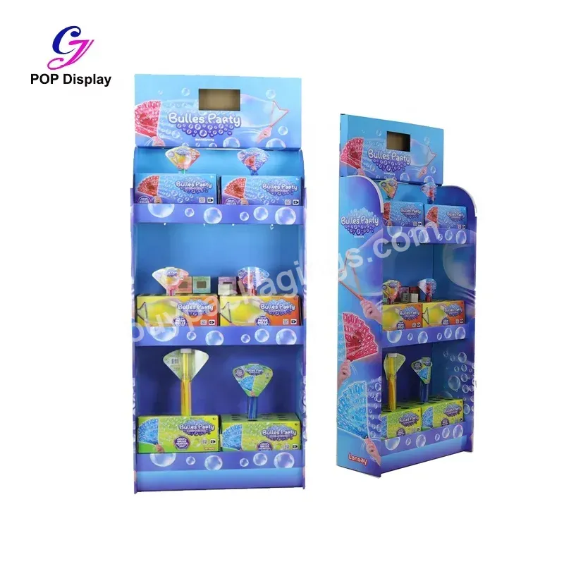 Easy Assemble Custom Corrugated Cardboard Pop Display Shelf Paper Floor Display For Bubble Water Kids Toy Supermarket - Buy Custom Corrugated Cardboard Display,Cardboard Display Shelf,Supermarket Shelf Floor Display.