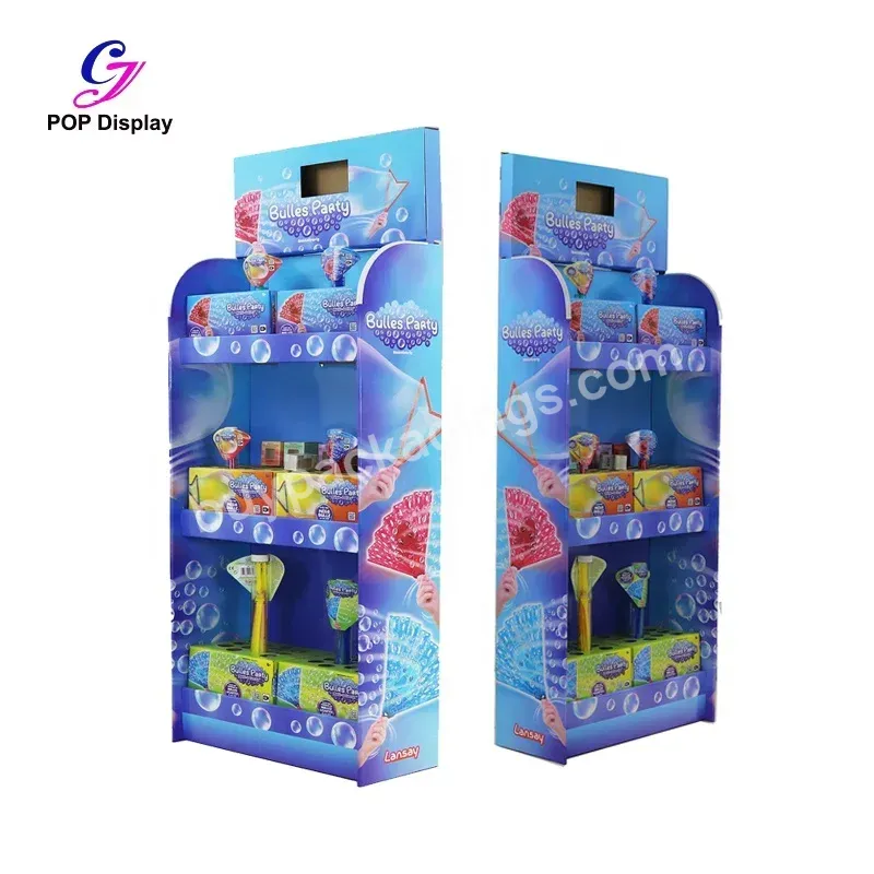 Easy Assemble Custom Corrugated Cardboard Pop Display Shelf Paper Floor Display For Bubble Water Kids Toy Supermarket - Buy Custom Corrugated Cardboard Display,Cardboard Display Shelf,Supermarket Shelf Floor Display.