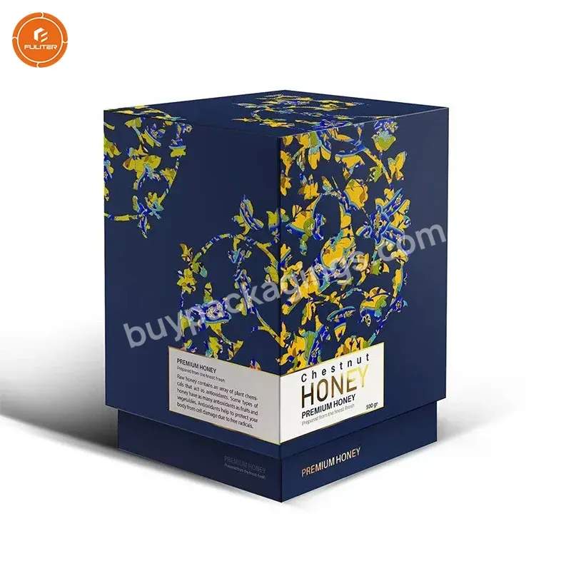 Eco-friendly Custom Printed Rigid Cardboard Box Glass Bottle Honey Jar Gift Packaging Box