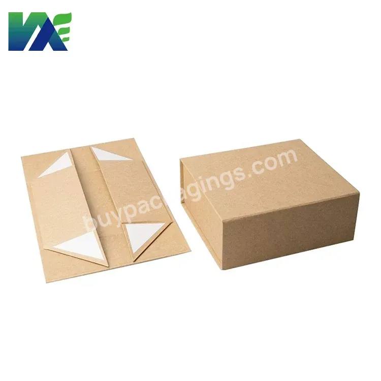 Eco Friendly Logo Designer Cardboard Packaging Magnetic Closure Custom Brown Shoe Foldable Magnetic Paper Gift Box With Logo