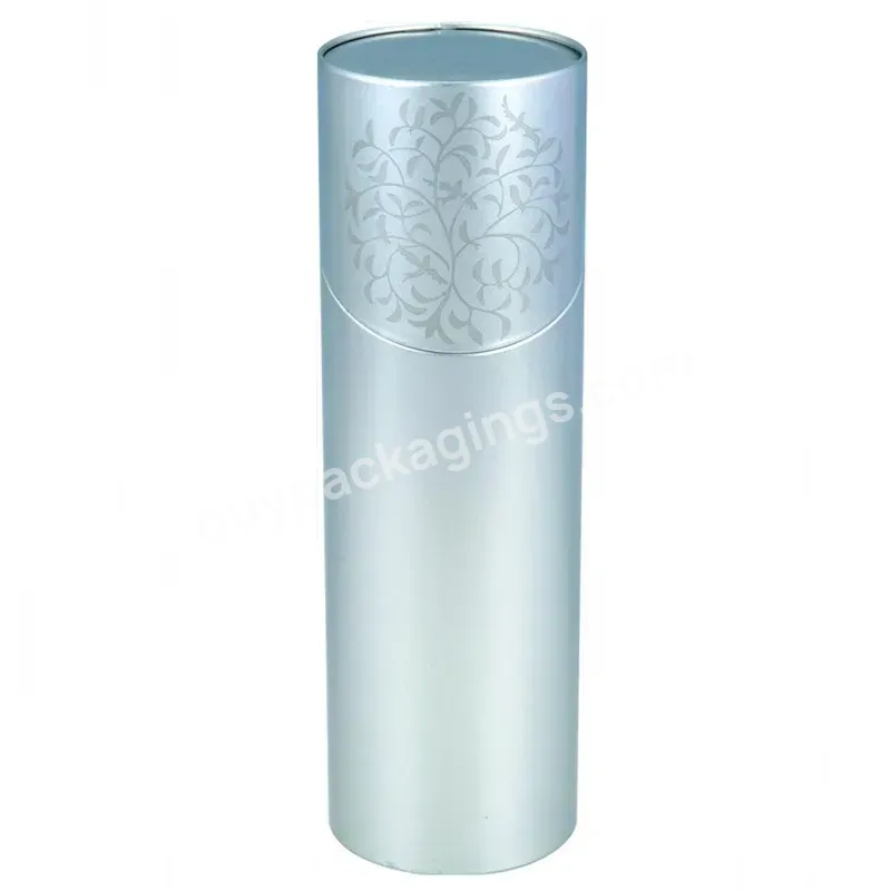 Embossing 4c Printing Cylindrical Metal Tea Red Wine Tube Tin Cup For Storage Round Tin Tube